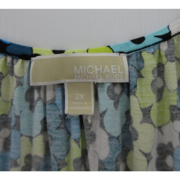 Michael Kors Top 2X Plus Pullover Blouse Floral Scoop Neck Colorful - Picture 8 of 9